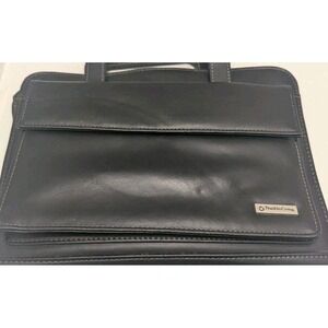 Franklin Covey Planner Binder w/Handle Vintage 7 Ring Black Leather Zip Around